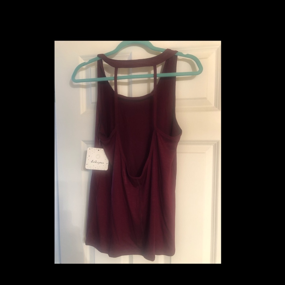 WHISPER Susan Tank Wine Dark, yoga tip with tags